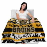 personalized boston bruins floral stripes gold white blanket latest model