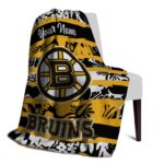 personalized boston bruins floral stripes gold white blanket top rated