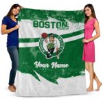 personalized boston celtics grunge streaks green blanket best selling