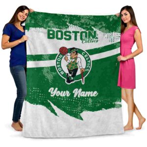 personalized boston celtics grunge streaks green blanket fashion forward