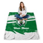 personalized boston celtics grunge streaks green blanket best selling