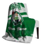 personalized boston celtics grunge streaks green blanket best selling