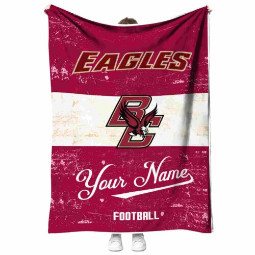 personalized boston college eagles grunge texture maroon white blanket best selling