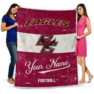 personalized boston college eagles grunge texture maroon white blanket fashion forward