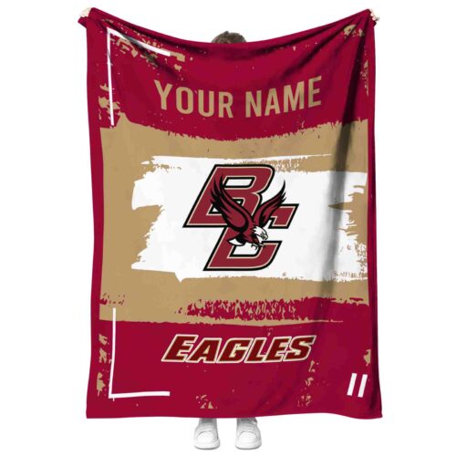 personalized boston college eagles paint strokes maroon white blanket best selling