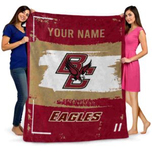 personalized boston college eagles paint strokes maroon white blanket fashion forward