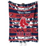 personalized boston red sox floral stripes red white blanket best selling