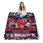 personalized boston red sox floral stripes red white blanket high quality
