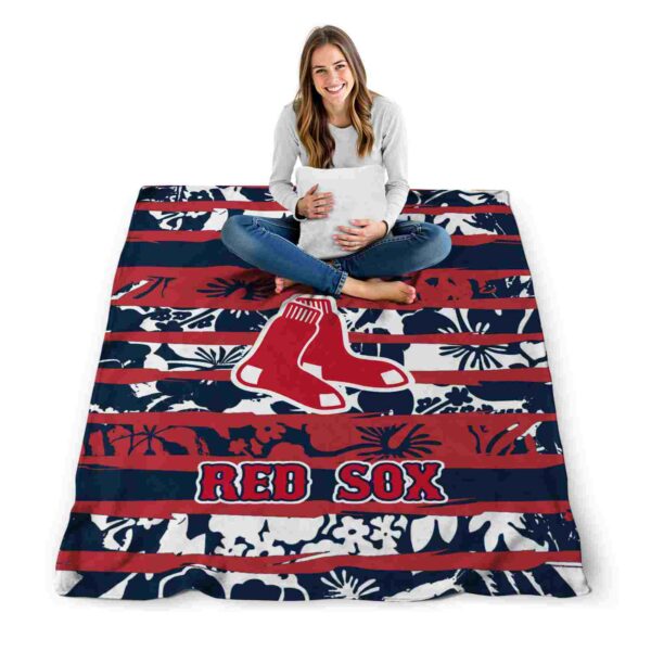 personalized boston red sox floral stripes red white blanket high quality