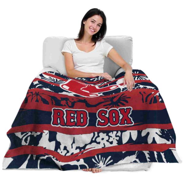 personalized boston red sox floral stripes red white blanket latest model