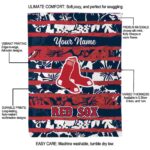 personalized boston red sox floral stripes red white blanket new arrival