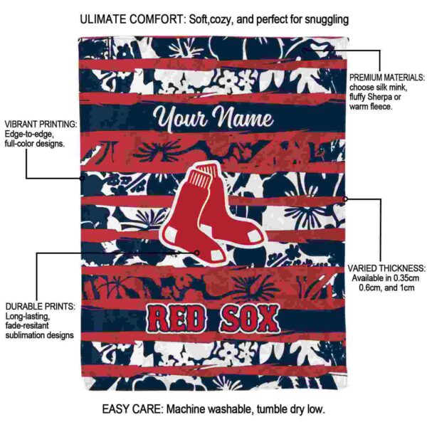 personalized boston red sox floral stripes red white blanket new arrival