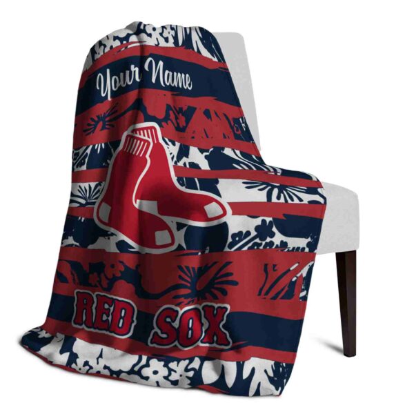 personalized boston red sox floral stripes red white blanket top rated
