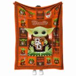 personalized bowling green falcons baby yoda orange blanket best selling