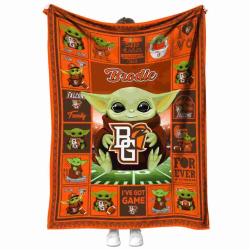 personalized bowling green falcons baby yoda orange blanket best selling
