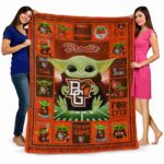 personalized bowling green falcons baby yoda orange blanket best selling