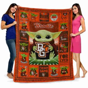 personalized bowling green falcons baby yoda orange blanket fashion forward