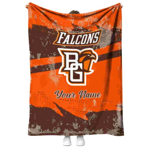 personalized bowling green falcons grunge streaks orange blanket best selling