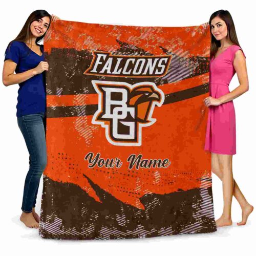 personalized bowling green falcons grunge streaks orange blanket fashion forward