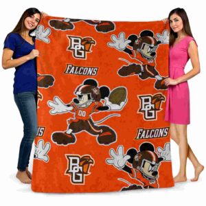 personalized bowling green falcons mickey orange blanket fashion forward