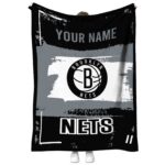 personalized brooklyn nets paint strokes black white blanket best selling
