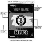 personalized brooklyn nets paint strokes black white blanket best selling