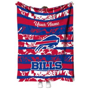 personalized buffalo bills floral stripes blue white blanket best selling
