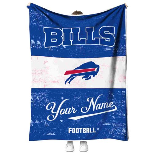 personalized buffalo bills grunge texture blue white blanket best selling