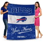 personalized buffalo bills grunge texture blue white blanket best selling