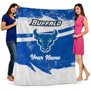personalized buffalo bulls grunge streaks royal blue blanket fashion forward