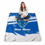 personalized buffalo bulls grunge streaks royal blue blanket best selling