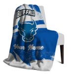 personalized buffalo bulls grunge streaks royal blue blanket best selling