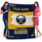 personalized buffalo sabres paint strokes navy blue white blanket best selling