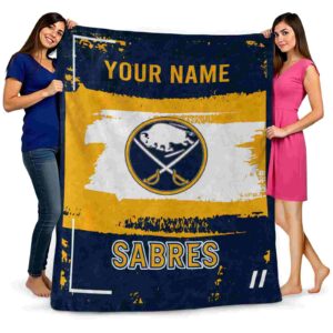 personalized buffalo sabres paint strokes navy blue white blanket fashion forward