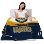 personalized buffalo sabres paint strokes navy blue white blanket best selling