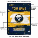 personalized buffalo sabres paint strokes navy blue white blanket best selling