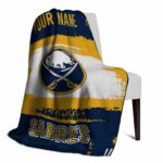 personalized buffalo sabres paint strokes navy blue white blanket best selling