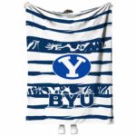 personalized byu cougars floral stripes blue white blanket best selling