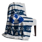personalized byu cougars floral stripes blue white blanket top rated