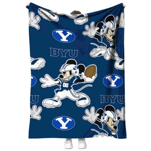personalized byu cougars mickey blue blanket best selling