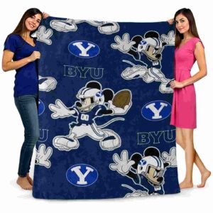 personalized byu cougars mickey blue blanket fashion forward