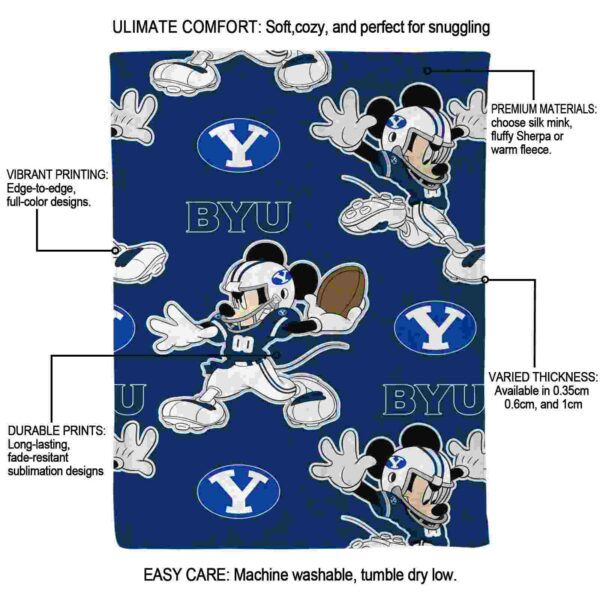 personalized byu cougars mickey blue blanket new arrival