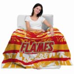personalized calgary flames floral stripes red white blanket best selling
