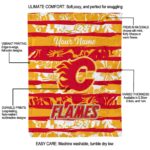 personalized calgary flames floral stripes red white blanket best selling