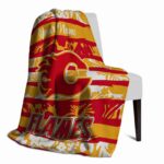 personalized calgary flames floral stripes red white blanket best selling