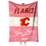 personalized calgary flames grunge texture red white blanket best selling