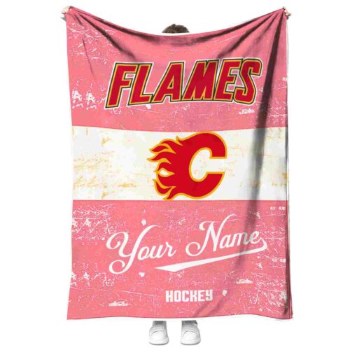 personalized calgary flames grunge texture red white blanket best selling