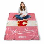 personalized calgary flames grunge texture red white blanket best selling