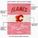personalized calgary flames grunge texture red white blanket best selling