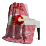 personalized calgary flames grunge texture red white blanket best selling